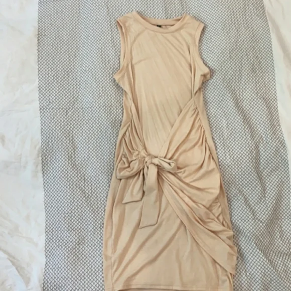 Apricot Tie Waist Dress - Picture 3 of 8